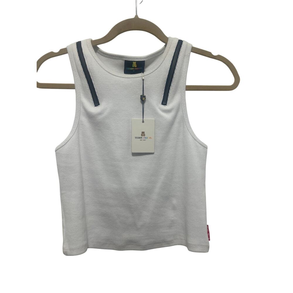 Teddy Fresh White Charm Zippered Tank Top Medium NWT